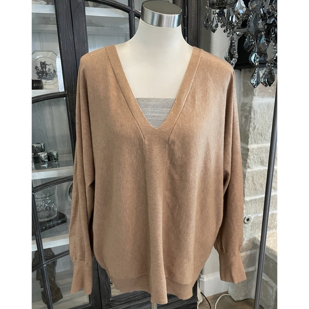 Chicos Soft & Cozy Womens Pullover Sweater Top Camel Beige Sz 4 XXL